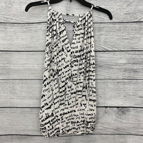 Julian Chang Text Print Sleeveless Keyhole Tank Top Size M - Picture 2 of 3